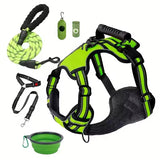 Tactical Service Dog Harness Strap Set, Car Seat Belt, Collapsible Bowl, Biodegradable Trash Bag Set For Dogs — all-in-one gear for safety, training, and adventure