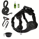 Tactical Service Dog Harness Strap Set, Car Seat Belt, Collapsible Bowl, Biodegradable Trash Bag Set For Dogs — all-in-one gear for safety, training, and adventure