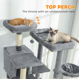 69" Cat Tree, Multi-Level Cat Tower with 2 Condos and 3 Hammocks, 8 Scratching Posts, for Multiple Cats, Dark Gray